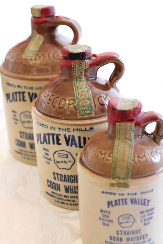 McCormick Platte Valley Corn Whiskey Jugs Vintage