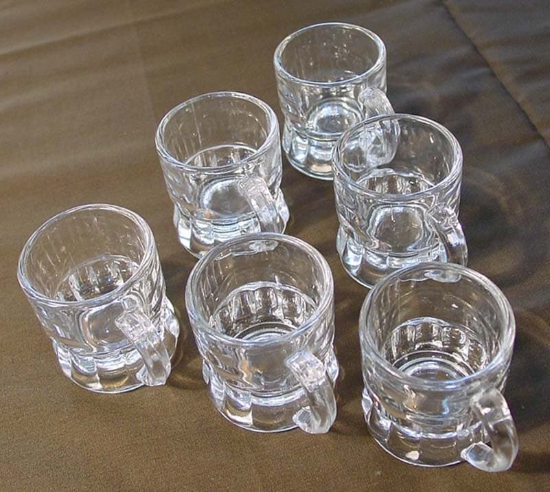 Vintage Federal Mini Beer Mug Shot Glasses Handled Shot