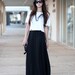 Black Floor Length High Waisted Flowing Evening Maxi Skirt - Elvira