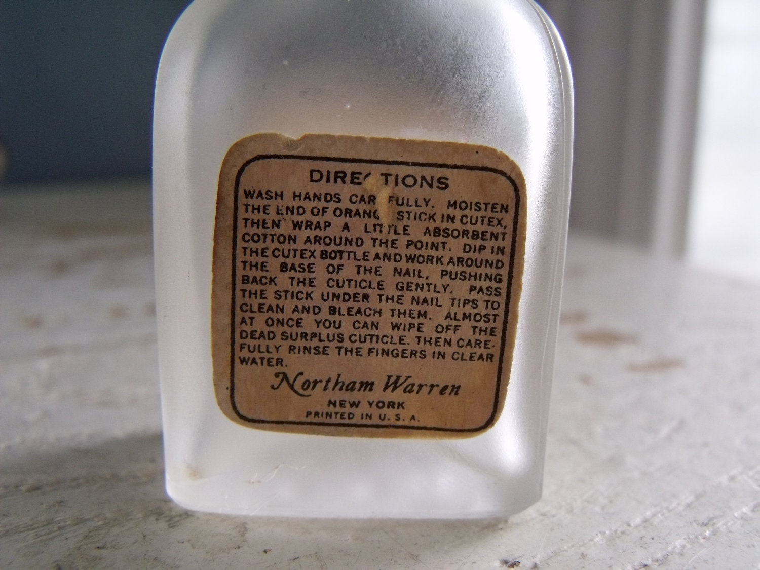Vintage Cutex One 1 Glass Bottle 1920s