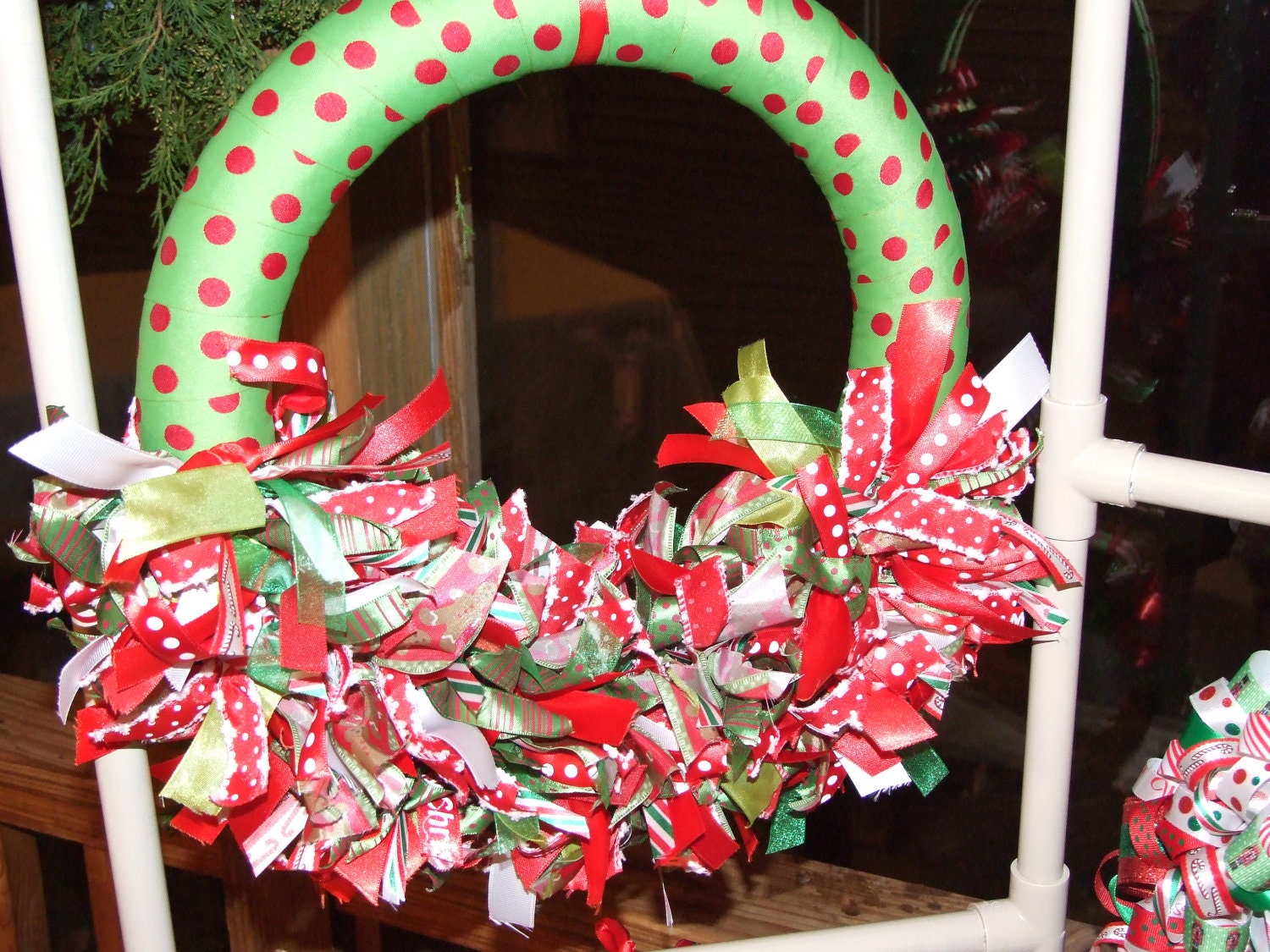 Half Moon Christmas Ribbon Wreath - ribbon wreath Christmas wreath home decor housewares