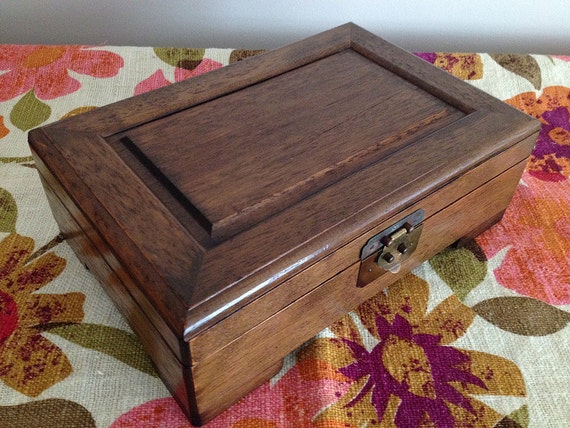 Vintage Wooden Jewelry Music Box Schmid Bros Storage