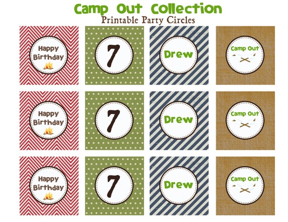 CAMP OUT BIRTHDAY - Printable Party Circles - Libby Lane Press Il_570xn