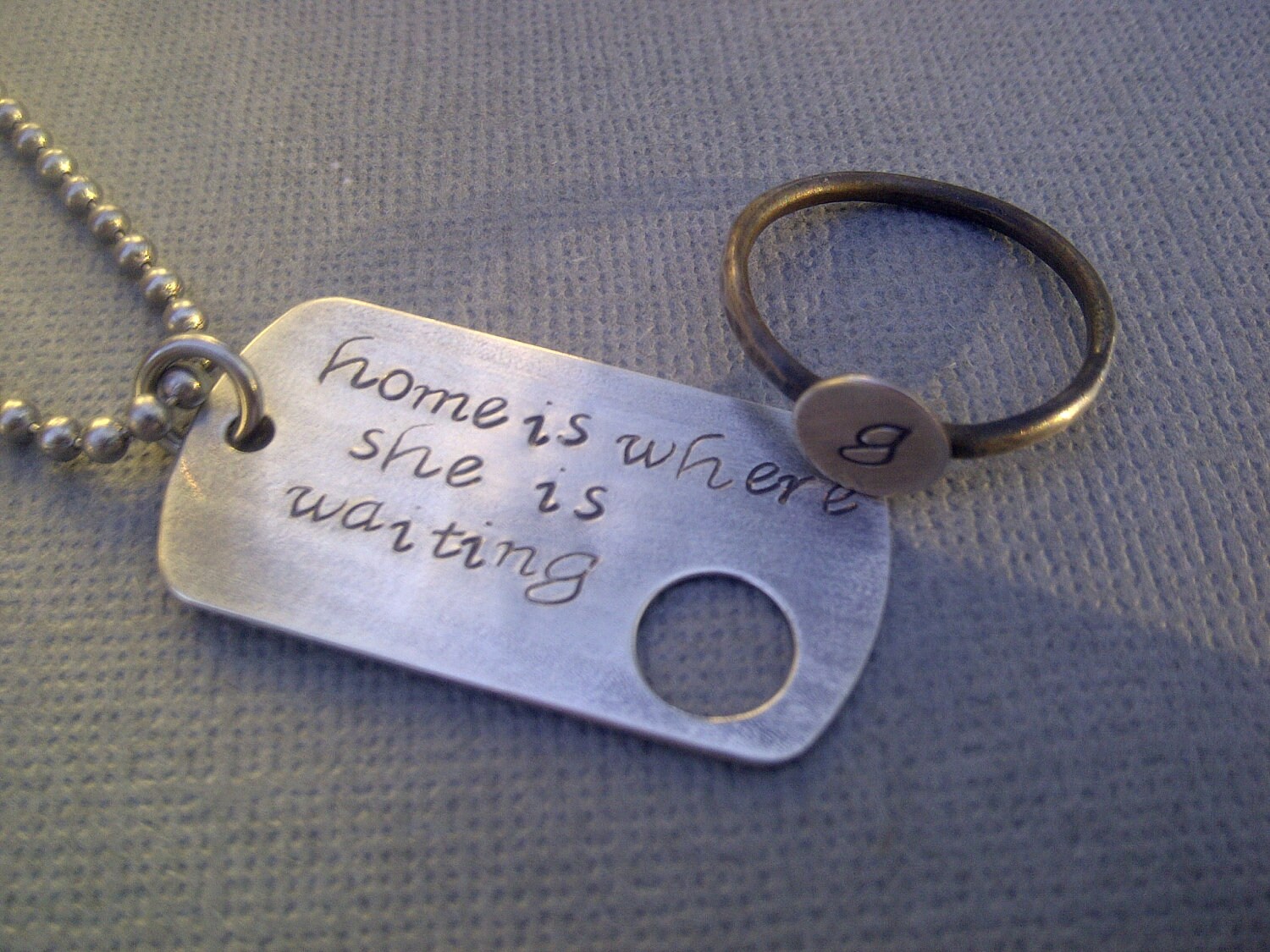 Sterling Silver Dog Tag and Ring Set Home Is by MissAshleyJewelry