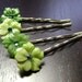 Greenery Mother of Pearl Flower Bobby Pins -- set of 4 for Bridesmaids