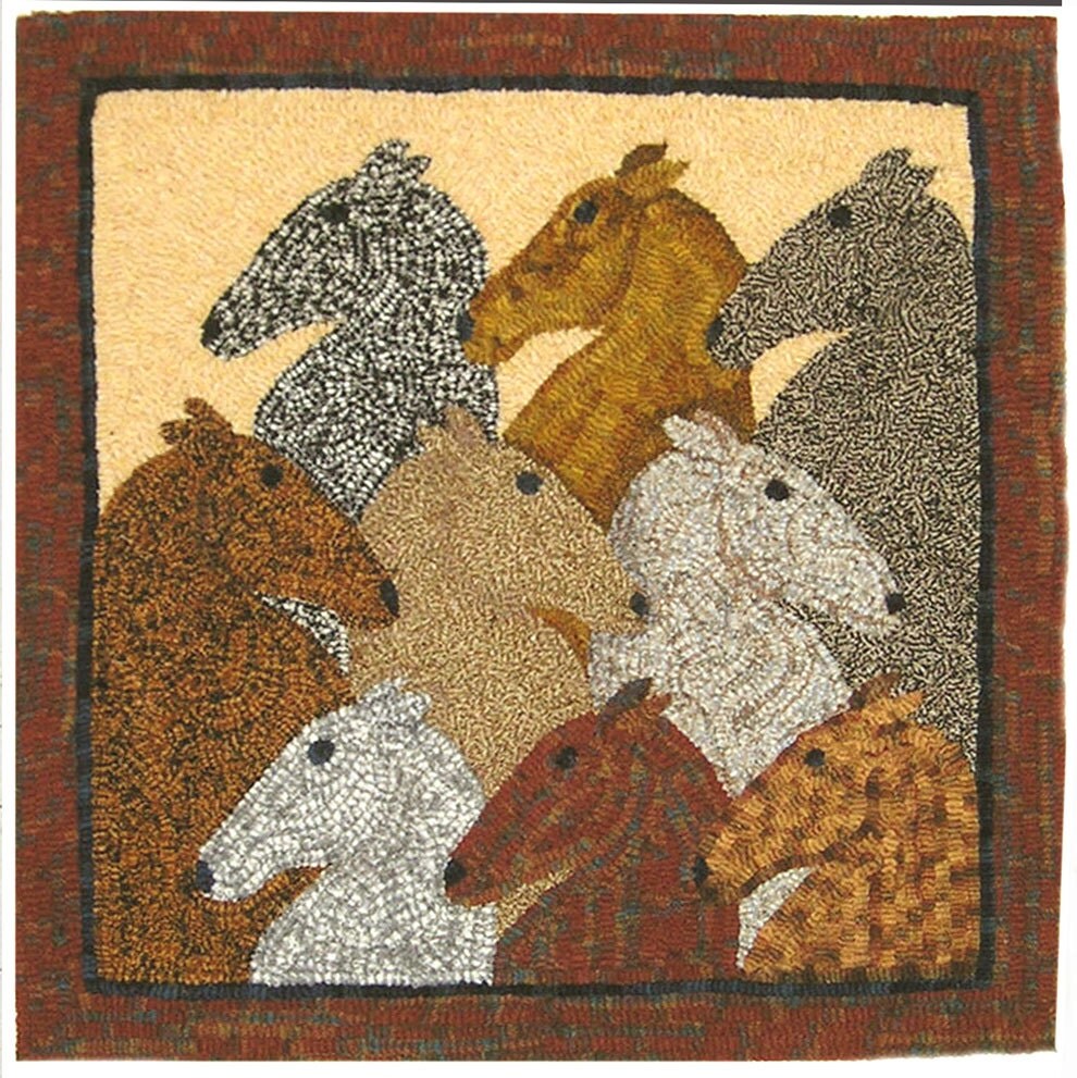 NineHorse Primitive Rug Hooking Pattern by maryellenwolffdesign