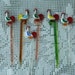 RESERVED FOR jessiann82 6 Glass Rooster Relish Skewers Vintage MINT