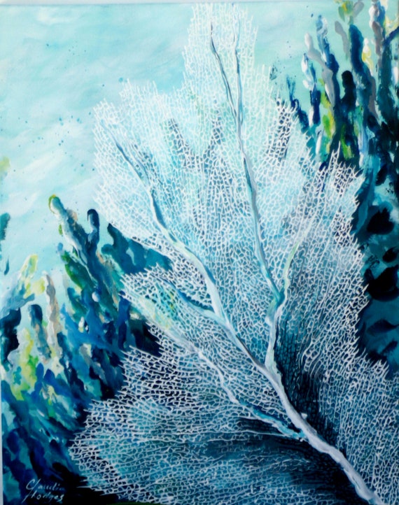 Original painting of sea fan and coral