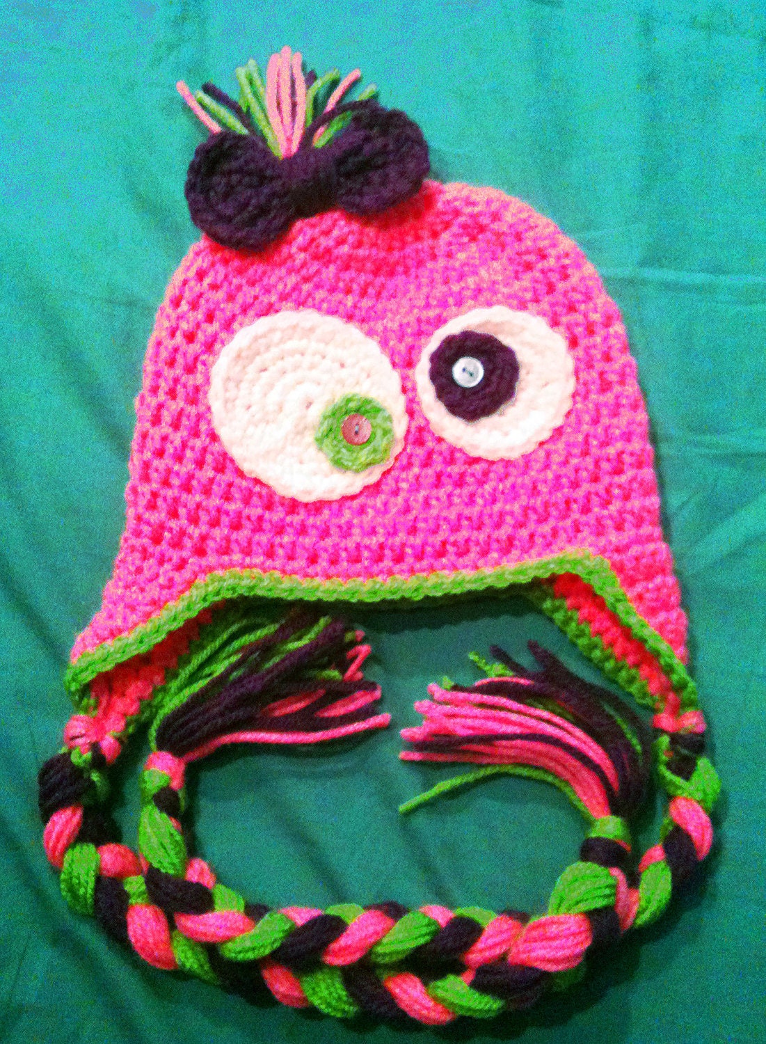 baby girl crochet monster hat