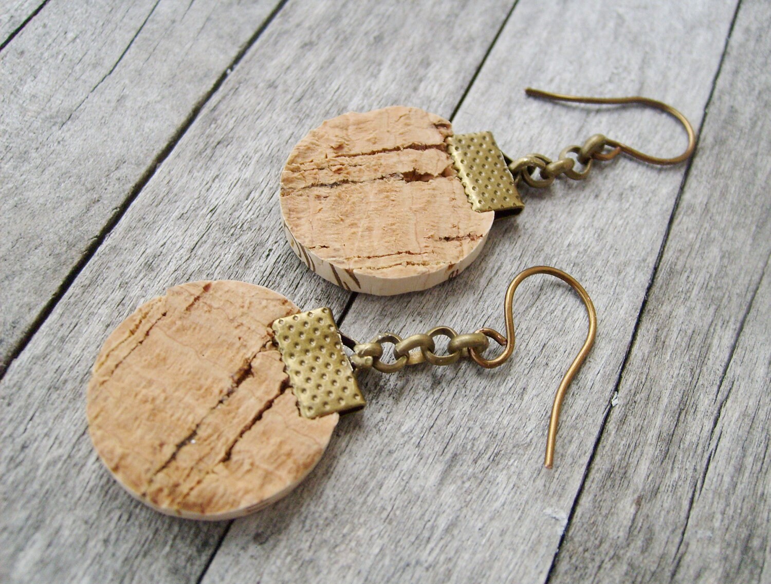 Cork earring jewelry earring dangle drop by CollectionsbyTracy