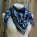 Wool and silk scarf, head wrap, or shawl, Navy and turquoise, Liberty of London, made in France.