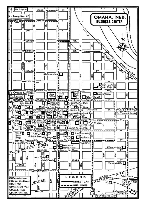 Items similar to Omaha Nebraska Map 1949 Vintage Map of Downtown Omaha ...