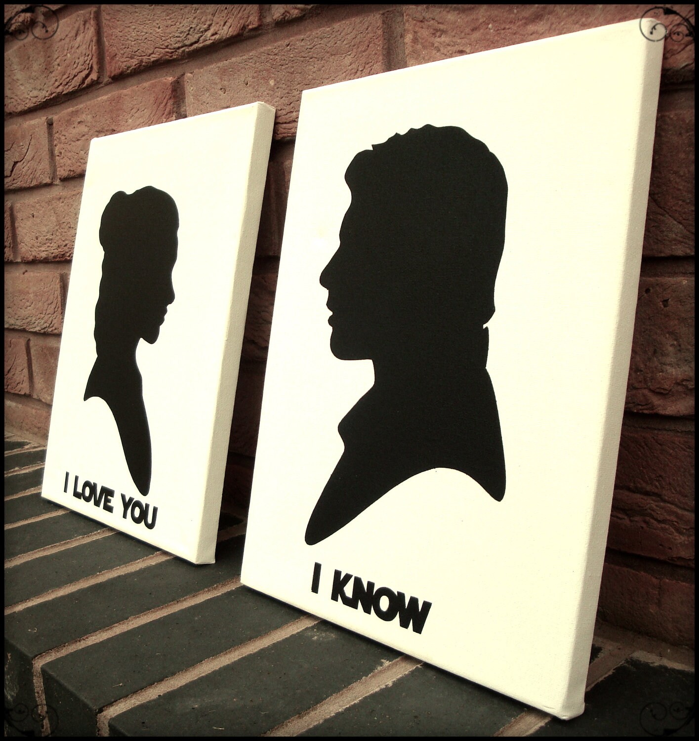 star wars wall art stencil on canvas princess leia loves