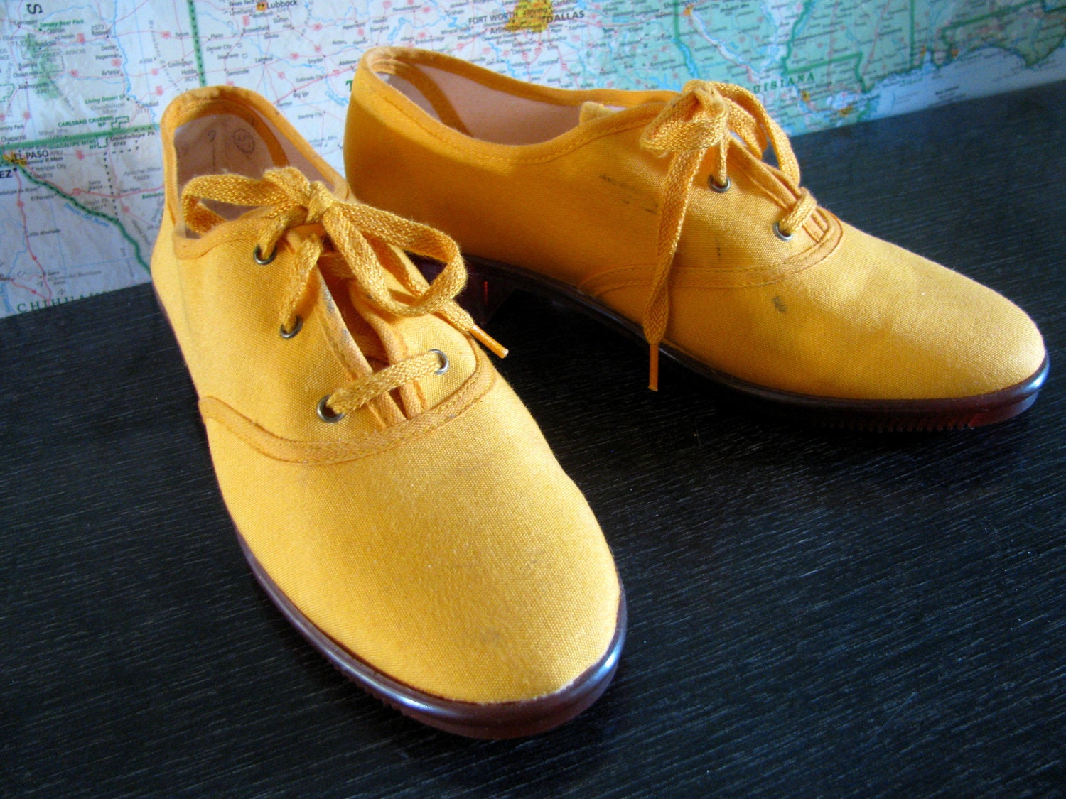 vintage 80s Crayons shoes in bright yellow