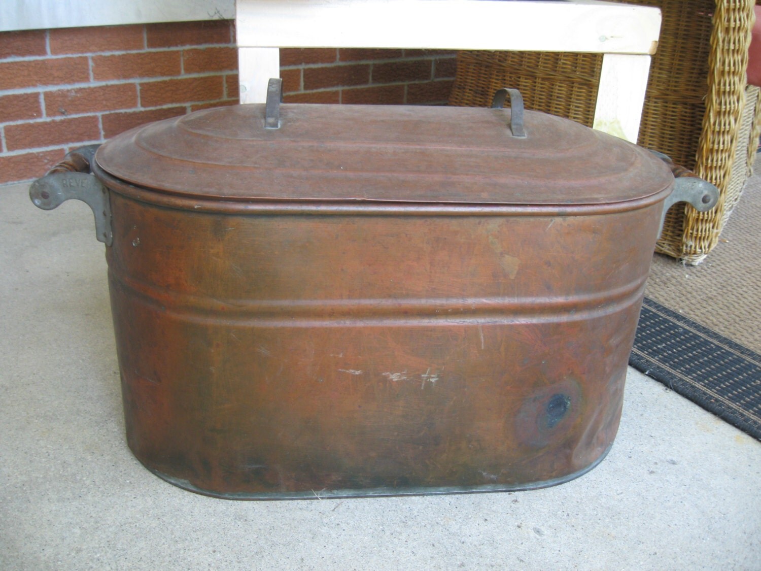 REDUCED Vintage Copper Wash Tub Boiler With Lid by vintagehelper