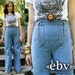 Vintage 70's High Waist Hippie Boho Double Metal Zipper Jeans Pants XS S