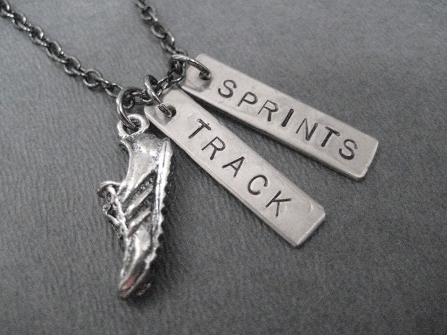 RUN TRACK SPRINTS Necklace Running Necklace on Gunmetal