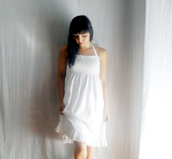 Items similar to White cotton dress, tunic dress, white dress, eyelet ...