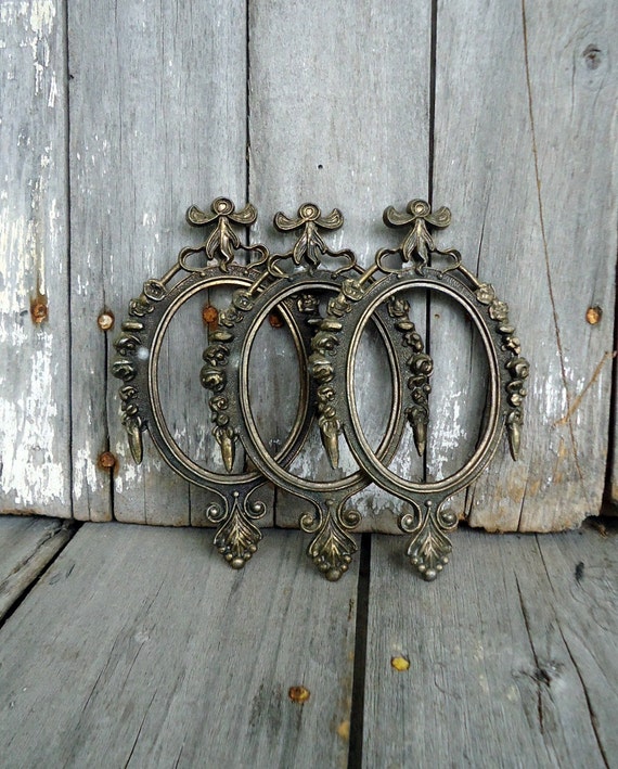 Vintage Metal Frames Oval Italy Italian Floral Set Ornate