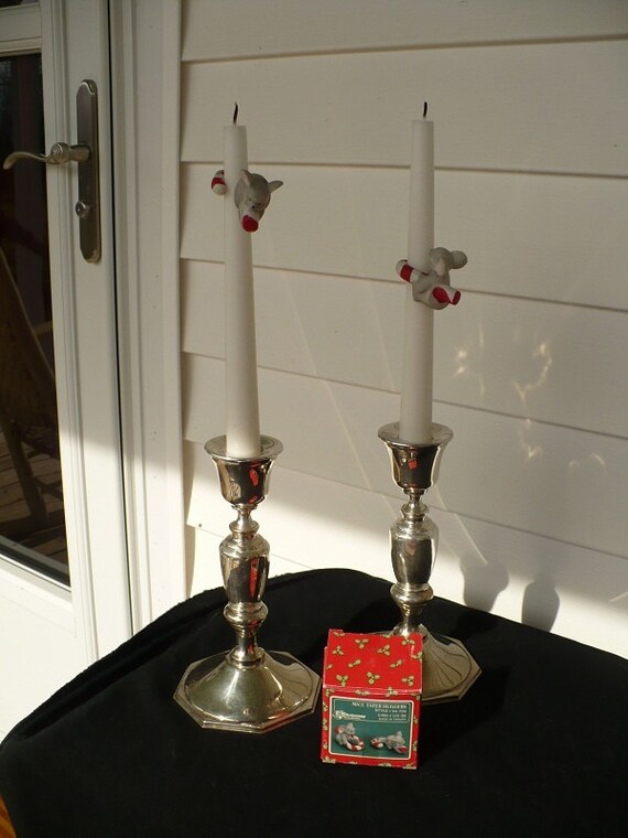 vintage Mice Taper Candle Huggers Christmas Holiday Decor