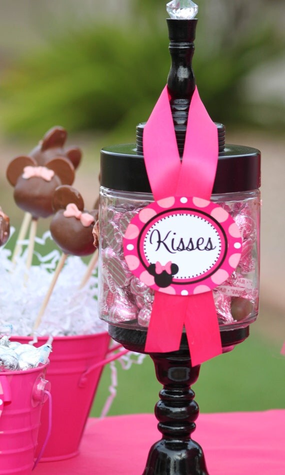 MINNIE Mouse Inspired party printables - Candy Jar Labels Girl Black and Pink Birthday Collection - INSTANT Download - Krown Kreations Il_570xn
