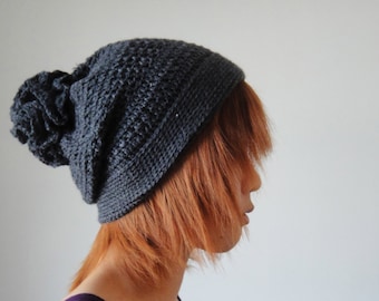 for pom beanies pom guys Men, omen Hand for Hat Pom Crocheted Hat, Pom & in Grey W Slouchy