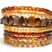 Memory Wire Bracelet Autumn Brown and Tan Stacked Bracelet Beaded Wrap Bracelet