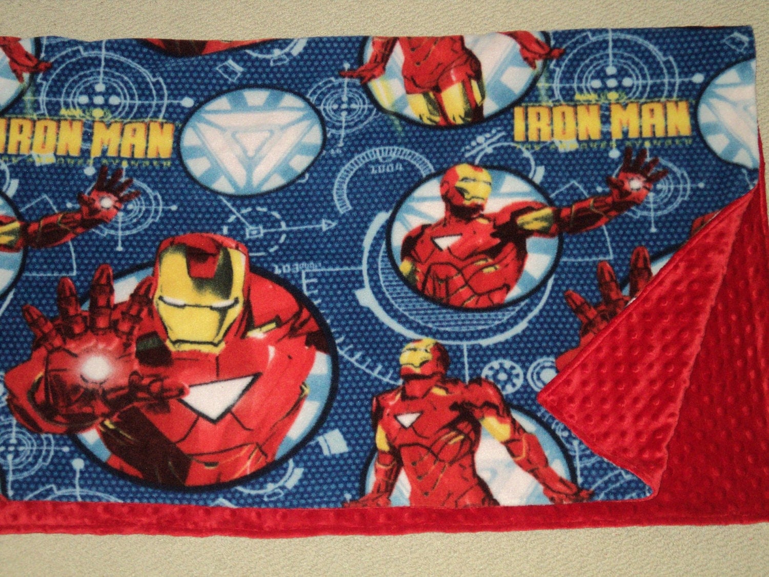 IRON MAN CHILDS Blanket Ready To Ship. Superhero Minky And