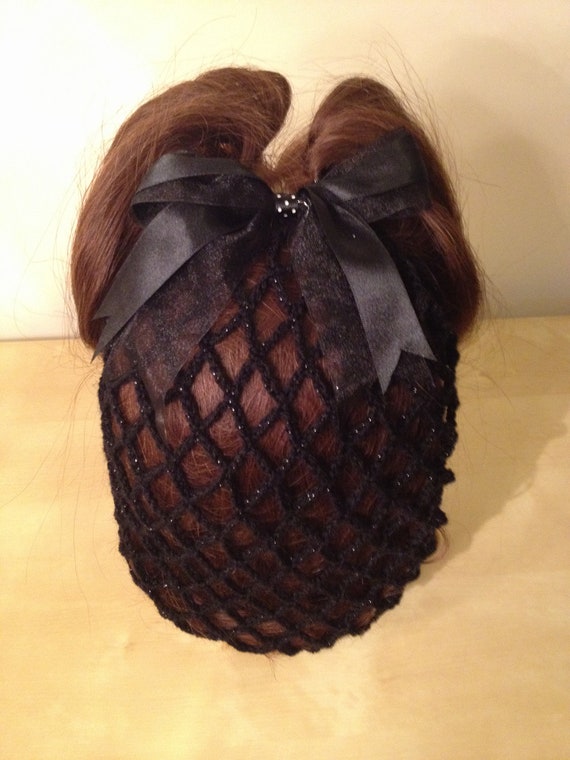 to crochet own how hair your hair crochet Black sparkle snood