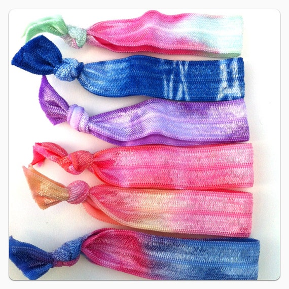 Handmade Tie Dye Fold Over Elastic Hair Ties