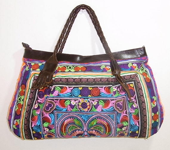 Items similar to TOTE Handbag Vintage Embroidered Cloth Hmong Bag ...