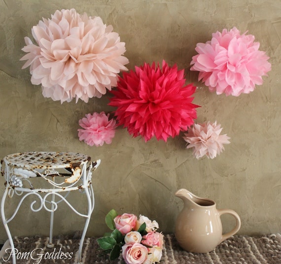 10 Tissue Pom Poms, Wedding Reception Decorations,Ceremony Decorations,Nursery Decor,Fowers Il_570xn