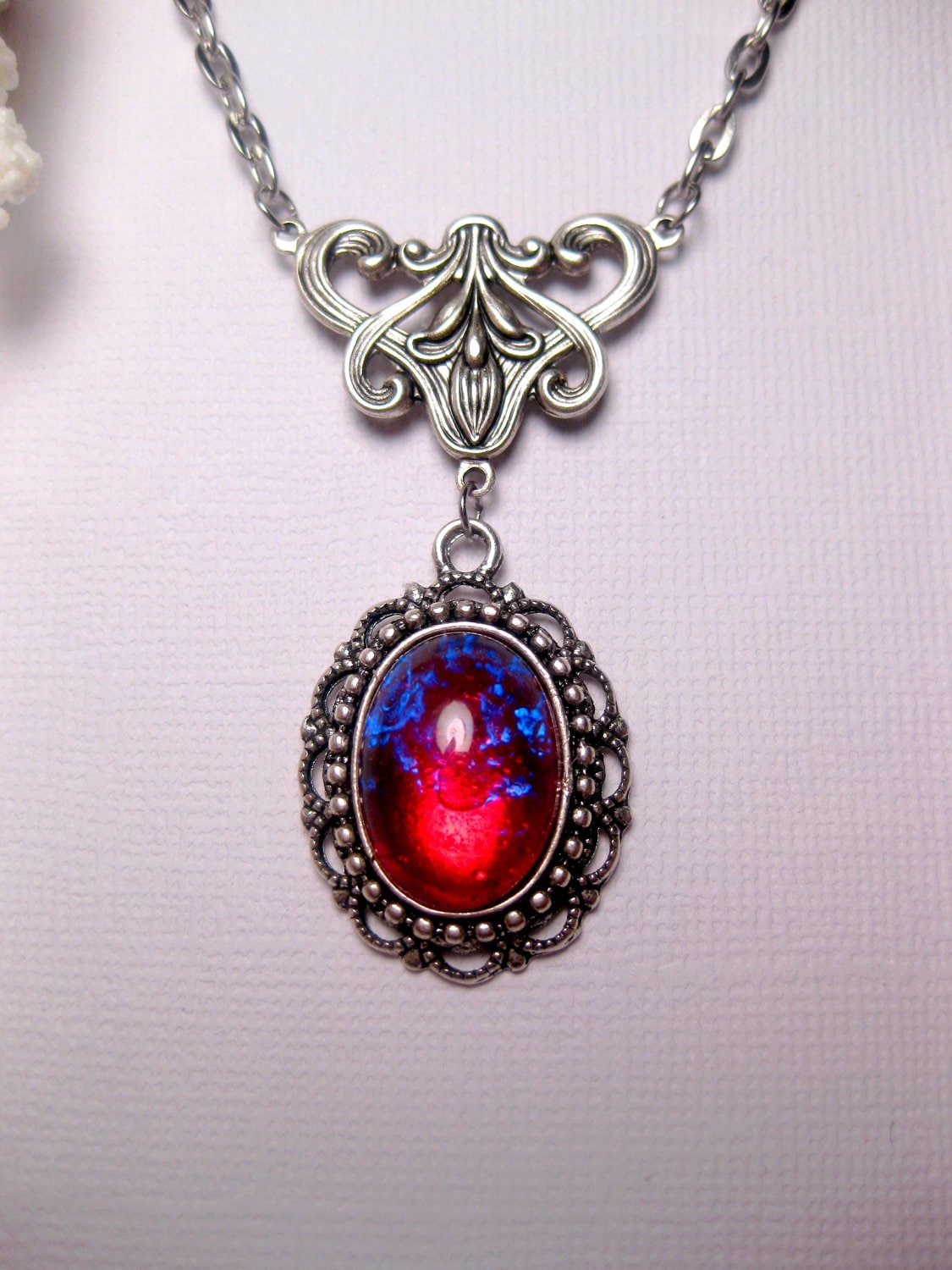 Dragon's Breath Necklace Fire Opal Necklace Victorian