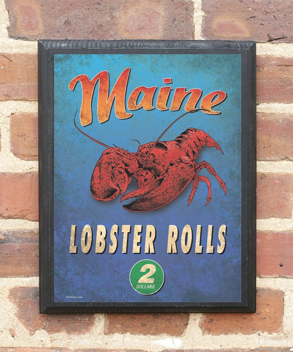 Maine Lobster Roll Vintage Style Wall Plaque/Sign by CrestField