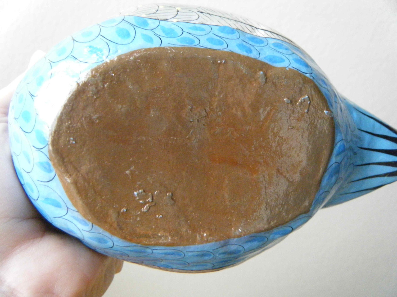 Vintage Hand Painted Paper Mache Bird Signed 1980s Mexico