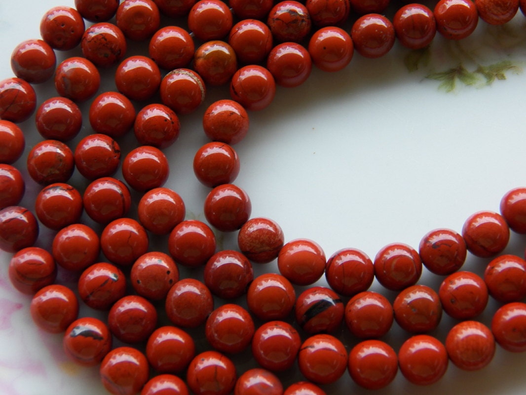 8mm Red Stone Polished Round Gemstone Beads by whitewillowcreek