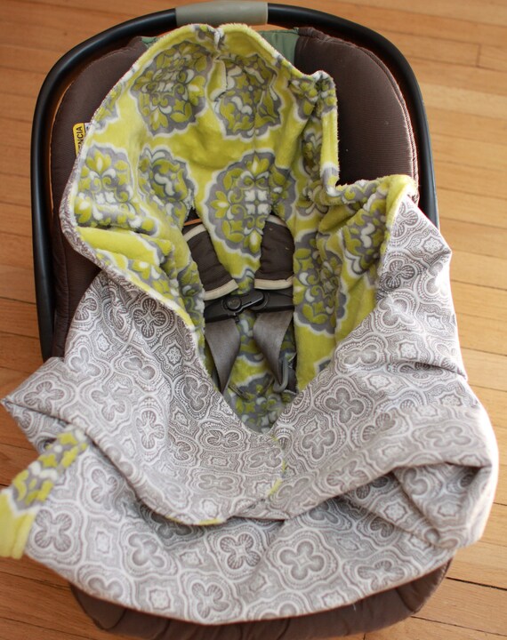Hooded infant car seat blanket MINKY