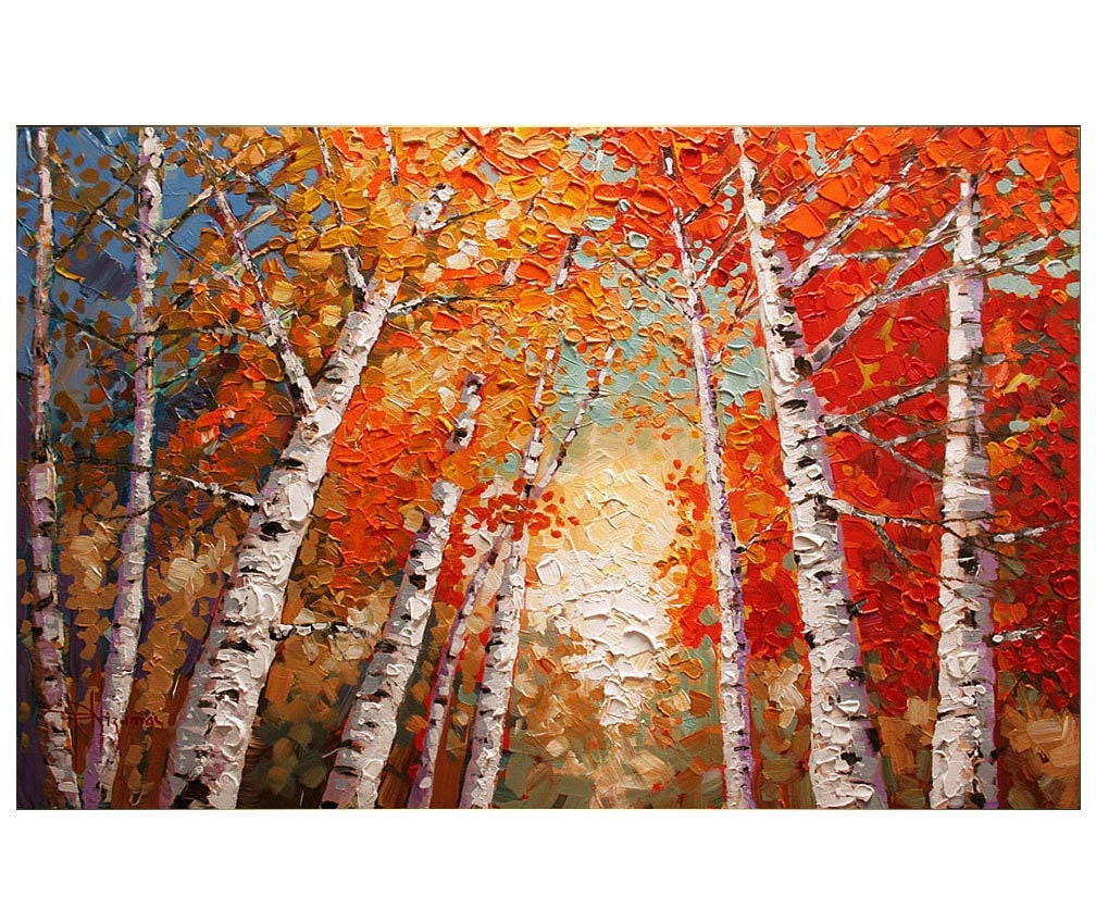 ORIGINAL Impressionist Birch Trees Painting Modern Gallery