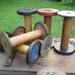 Primitive Antique Wood Spools Industrial Wooden Textile Decor Jumbo Chippy Old
