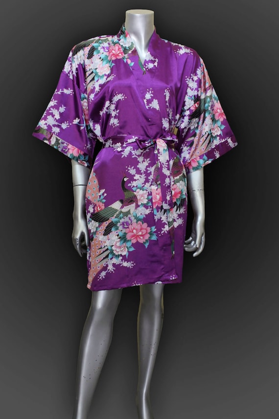 Short Bridesmaid Silk Robes Royal Purple Painting by thaichill