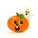 Pumpkin Ghost Pin Vintage Russ Plastic Jack-O-Lantern Halloween Brooch