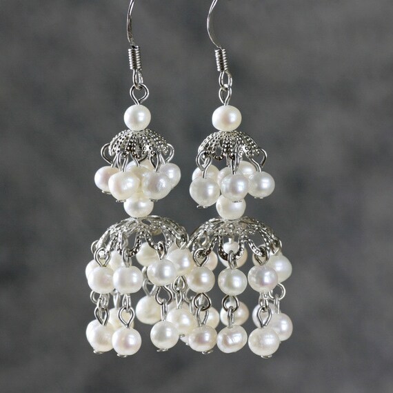 Pearl glamorous chandelier earrings Bridesmaid gifts Free US
