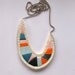 Asymmetrical crescent necklace embroidered pendant tribal summer fashion