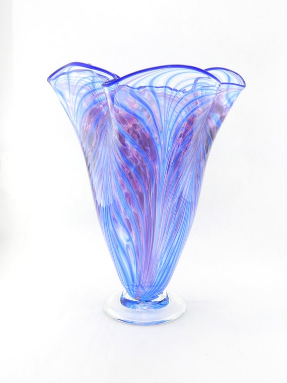 Hand Blown Art Glass Vase Purple Lavender And By Paradiseartglass