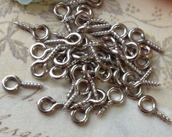 4 x 8 mm Platinum Plated Screw Eye Pins (.mmc)