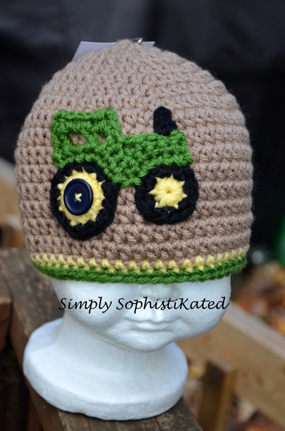 Crochet TRACTOR HAT with earflaps
