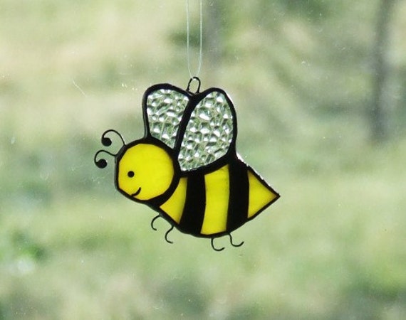 Bzzzy Bumble Honey Bee Stained Glass Suncatcher