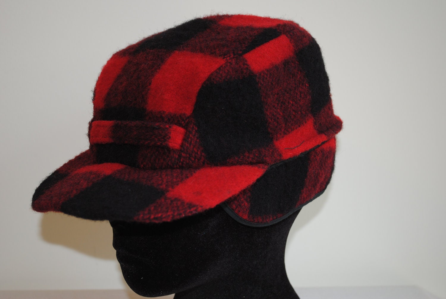 Vintage Woolrich Red and Black Plaid Hunting Hat by Itiswhatitwas