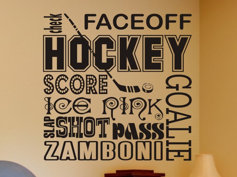 players tall hockey stick for by Hockey Man Decor Wall Kids vgwalldecals Bedroom Wall Decal Art