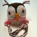 Owl hat. Newborn size. Ready to ship. Pink and brown crochet owl hat. Photo Prop.